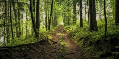 ai généré une route avec magnifique forêt. ai généré photo