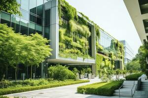 ai généré Bureau bâtiment avec vert environnement. ai généré photo