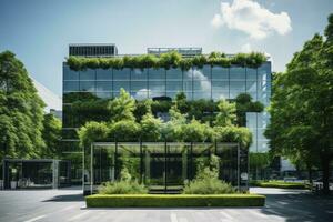 ai généré Bureau bâtiment avec vert environnement. ai généré photo