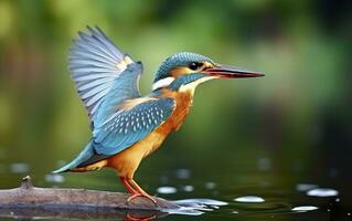 ai généré le commun martin-pêcheur marécages oiseau coloré plumes de différent des oiseaux. génératif ai photo