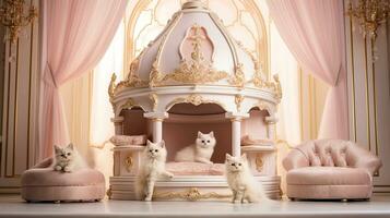 ai généré Royal animaux domestiques animaux dans luxe palais photo