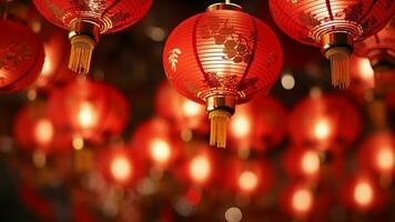 ai généré chinois Nouveau année lanternes fête photo