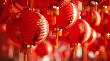 ai généré chinois Nouveau année lanternes fête photo