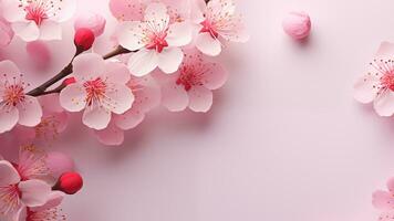 ai généré élégant floral fête - Cerise et prune fleurs dans plein Floraison photo