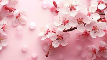 ai généré élégant floral fête - Cerise et prune fleurs dans plein Floraison photo