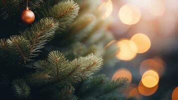 ai généré magique Noël arbre brouiller arrière-plan, élégant de fête décor.créé avec génératif ai technologie. photo