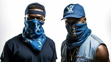 ai généré africain américain gangsters portant bleu photo