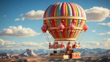 ai généré 3d réaliste chaud air ballon transport photo