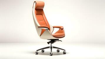 ai généré luxe moderne cuir Bureau chaise confortable et élégant dans blanc Contexte ai généré photo