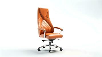 ai généré luxe moderne cuir Bureau chaise confortable et élégant dans blanc Contexte ai généré photo