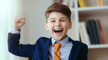 ai généré content enfant dans école uniforme. génératif ai photo