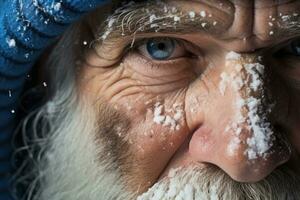 ai généré costume vieux Noël la personne hiver fête Hommes tradition content blanc Noël Nouveau photo