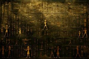 ai généré mystérieux hiéroglyphes coloré mur. produire ai photo