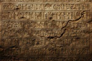 ai généré énigmatique hiéroglyphique stèle texture arrière-plan, mystérieux et gravé pierre tablette, ancien et énigmatique surface photo