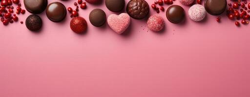 ai généré assorti en forme de coeur des chocolats, parfait pour la Saint-Valentin traiter. photo