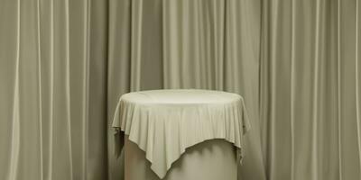 vide rond podium avec Contexte couvert avec beige chiffon. supporter contre le photo