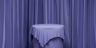 vide rond podium avec Contexte couvert avec violet chiffon. supporter contre le photo