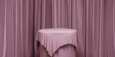 vide rond podium avec Contexte couvert avec rose chiffon. supporter contre le photo