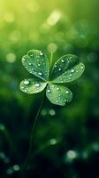 ai généré vert trèfle feuilles avec gouttes de l'eau. st. patrick's journée généré avec ai photo