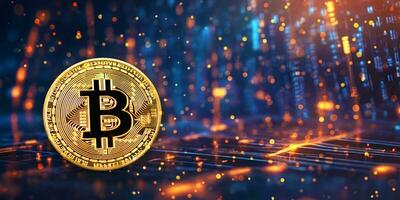 ai généré bitcoin crypto-monnaie sur numérique Contexte. crypto-monnaie concept. photo