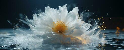 ai généré blanc fleur avec Jaune étamines photo