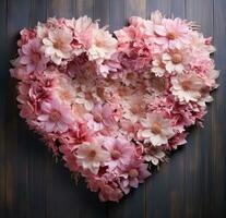 ai généré une bouquet de rose giroflée dans forme de une cœur photo