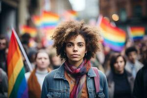 ai généré magnifique et magnifique la personne profiter le fierté Festival photo