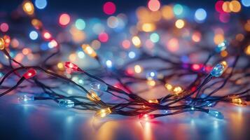ai généré Noël lumières embrasé vacances fête photo