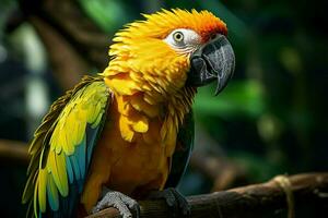 ai généré étourdissant ara mettant en valeur ses vibrant et coloré plumage ai généré photo