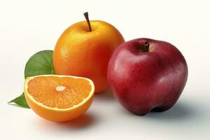 ai généré Frais des fruits sur blanc Contexte. en bonne santé nourriture concept photo