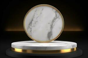 ai généré marbre piédestal afficher Plate-forme pour produit placement Contexte 3d le rendu. ai généré photo