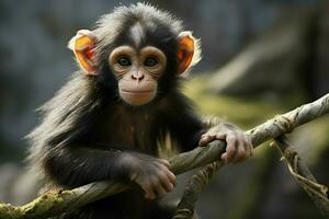 ai généré mignonne peu bébé chèvre dans le champ ai généré photo