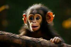 ai généré mignonne peu bébé chèvre dans le champ ai généré photo