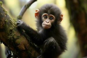 ai généré mignonne peu bébé chèvre dans le champ ai généré photo