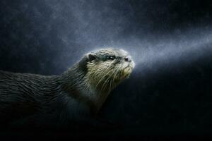 à revêtement lisse loutre dans le des pluies. photo