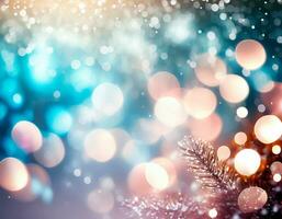 ai généré Noël Contexte avec bokeh lumière. photo