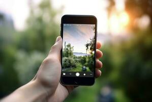 ai généré homme verticale photo paysage Extérieur la nature. produire ai