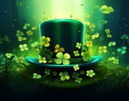 ai généré un image avec un image de le st patrick's journée chapeau et certains trèfle, photo