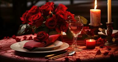 ai généré romantique repas pendant la Saint-Valentin mois, photo