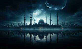 ai généré Ramadan fond d'écran islamique mosquée, photo