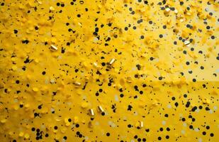 ai généré confettis sur une Jaune Contexte confettis, photo