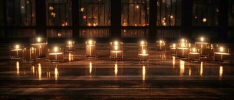 ai généré a la chandelle bougies sur en bois tableau, photo