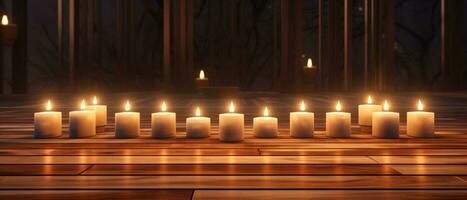 ai généré a la chandelle bougies sur en bois tableau, photo