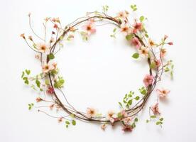 ai généré une cercle couronne de rose et pêche fleurs, photo