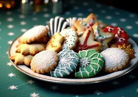 ai généré Noël biscuit collection photo