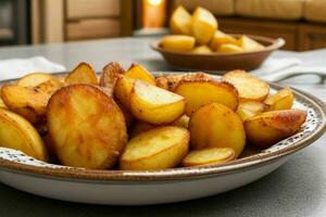ai généré traditionnel Espagnol frit patates. pro photo