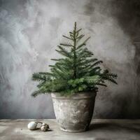 ai généré une petit Noël arbre dans une pot photo