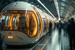 ai généré passerelle à le étoiles futuriste espace tourisme Terminal, futurisme image photo