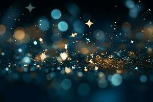 ai généré Noël la magie une Contexte illuminé par radiant bleu étoiles évoquant vacances enchantement ai généré photo