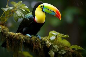 ai généré vibrant Quille facturé toucan au milieu de Panama riches végétation une captivant faune scène ai généré photo